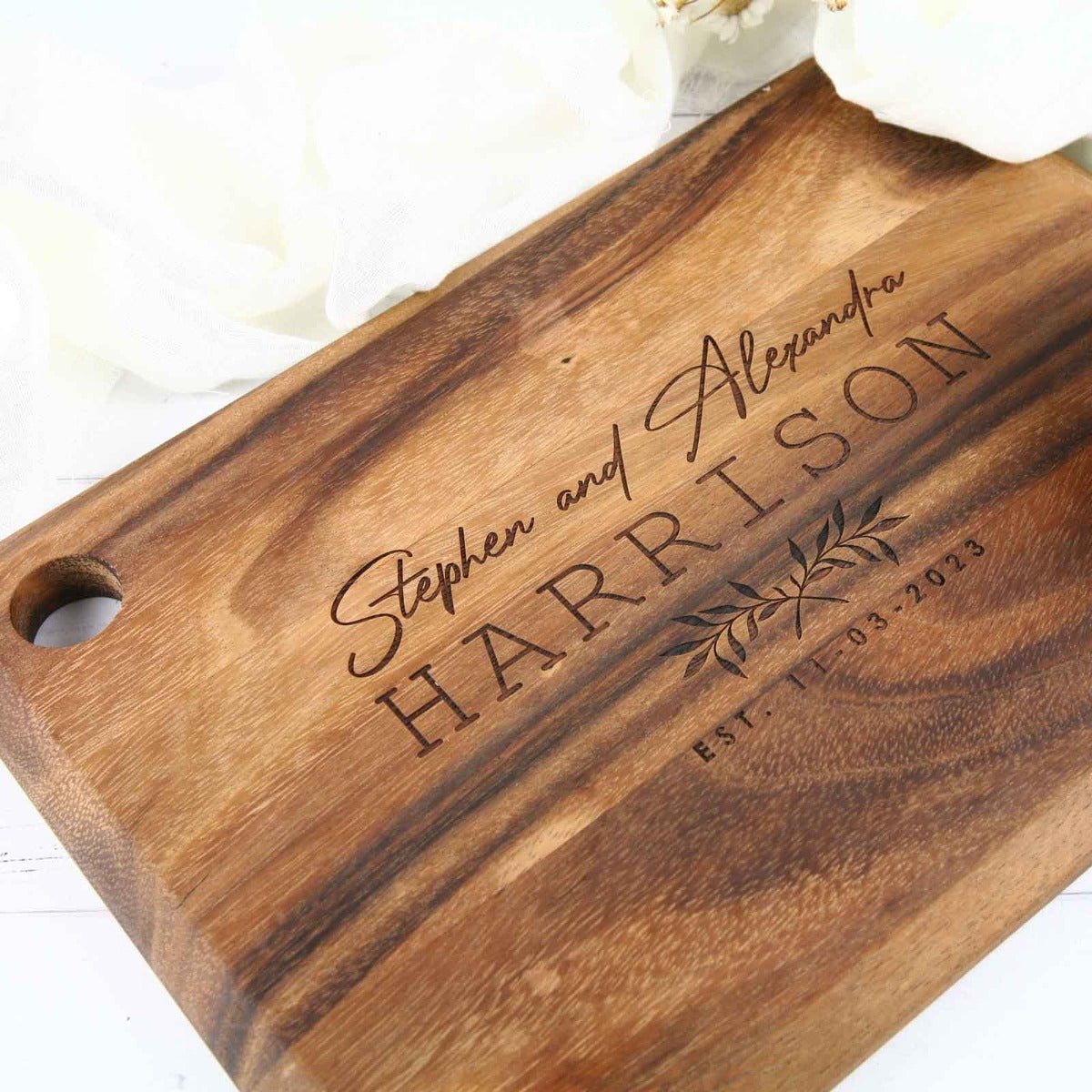 Engraved Wedding Rectangle Acacia Serving Board
