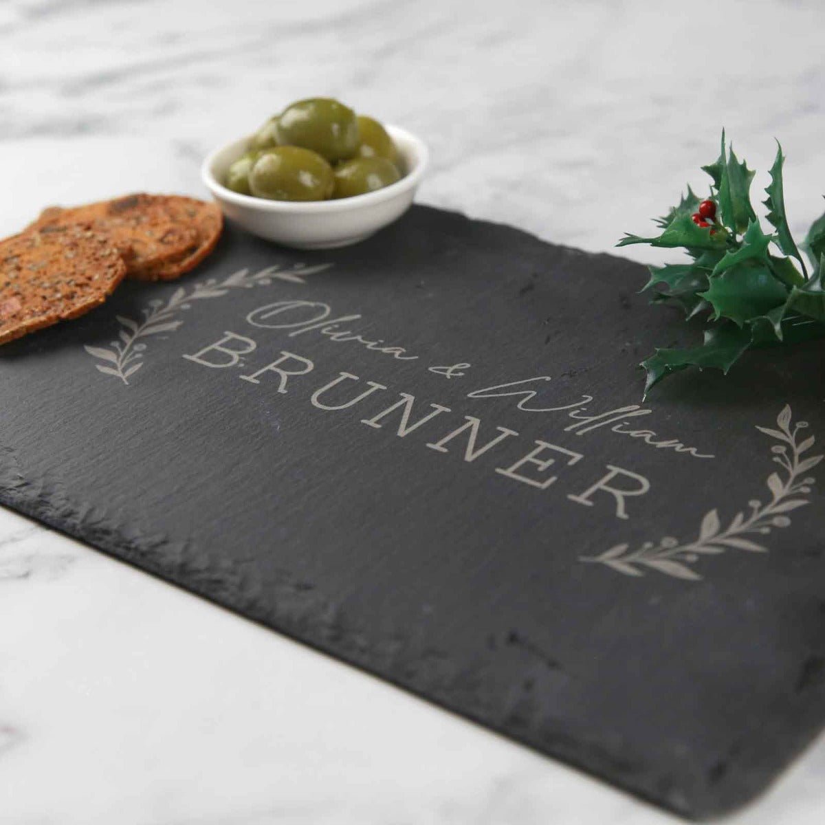Engraved Rectangle Wedding Slate Cheese Board
