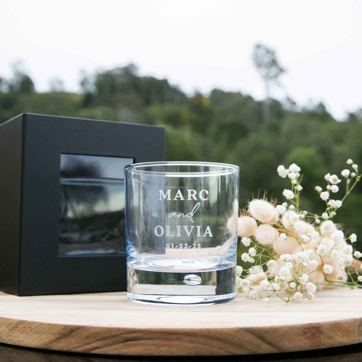 Engraved Wedding Round 305ml Scotch Glass