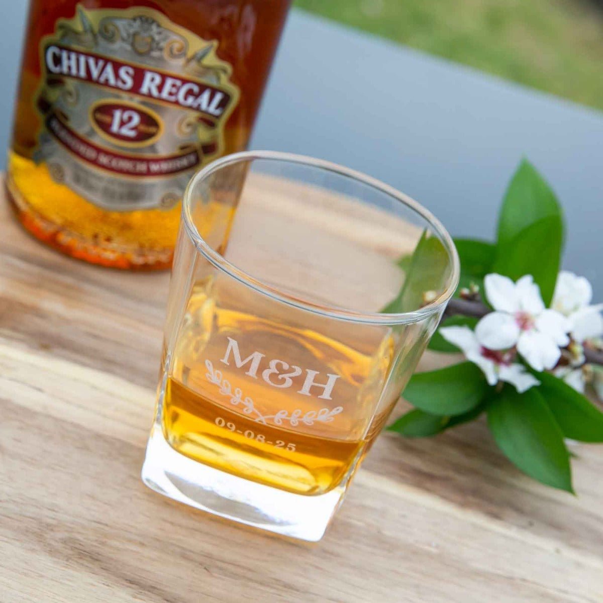 Engraved Wedding Scotch Glass
