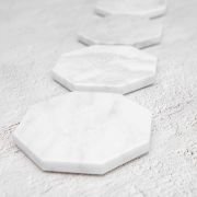 Engraved White Octagonal Marble Coaster Wedding Place Card