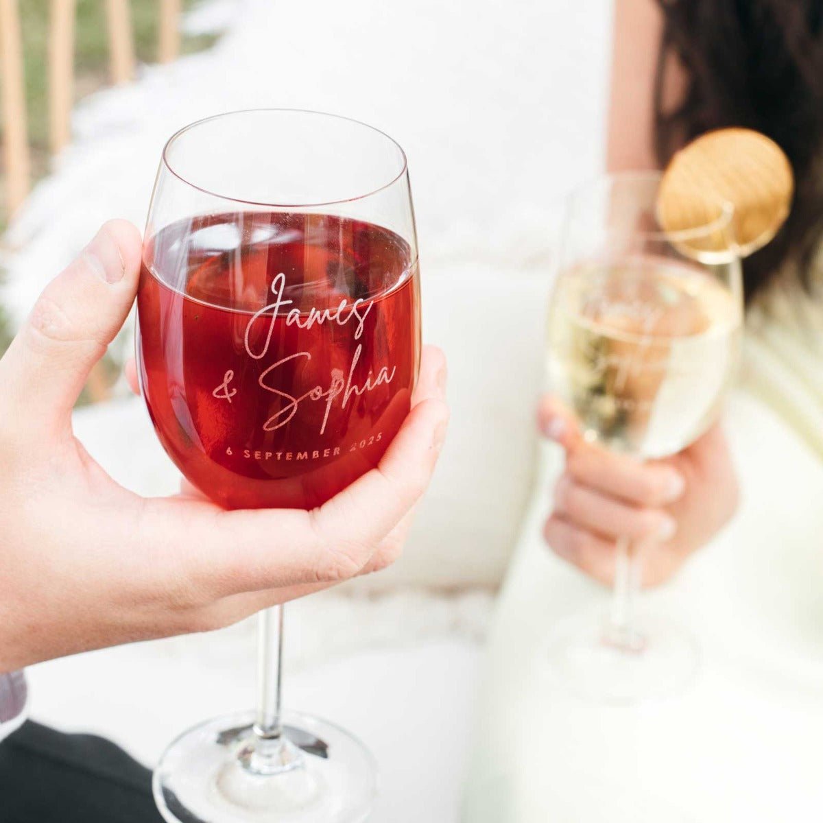 Engraved Wedding Favour 360ml Wine Glass