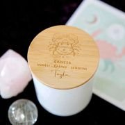 Engraved Wooden Lid Zodiac Soy Candle Cancer with Wood Wick