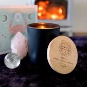 Engraved Wooden Lid Zodiac Soy Candle Cancer with Wood Wick