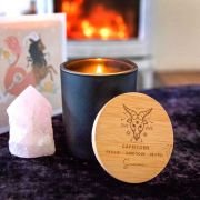 Engraved Wooden Lid Zodiac Soy Candle Capricorn with Wood Wick