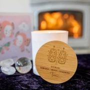 Engraved Wooden Lid Zodiac Soy Candle Gemini with Wood Wick