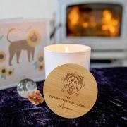 Engraved Wooden Lid Zodiac Soy Candle Leo with Wood Wick