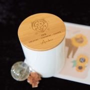 Engraved Wooden Lid Zodiac Soy Candle Leo with Wood Wick