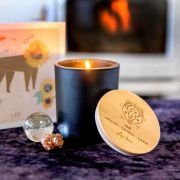 Engraved Wooden Lid Zodiac Soy Candle Leo with Wood Wick
