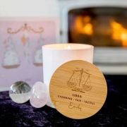 Engraved Wooden Lid Zodiac Soy Candle Libra with Wood Wick