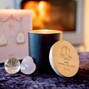 Engraved Wooden Lid Zodiac Soy Candle Libra with Wood Wick