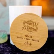 Engraved Wooden Lid Zodiac Soy Candle Pisces with Wood Wick