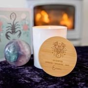 Engraved Wooden Lid Zodiac Soy Candle Scorpio with Wood Wick