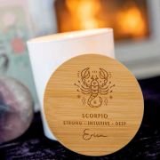 Engraved Wooden Lid Zodiac Soy Candle Scorpio with Wood Wick