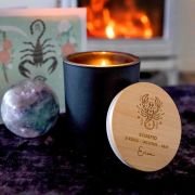 Engraved Wooden Lid Zodiac Soy Candle Scorpio with Wood Wick