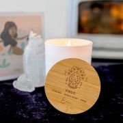 Engraved Wooden Lid Zodiac Soy Candle Virgo with Wood Wick