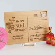 Engraved Wooden Birthday Postcard with Stand