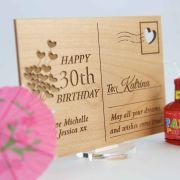 Engraved Wooden Birthday Postcard with Stand