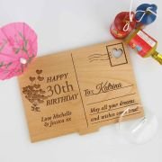 Engraved Wooden Birthday Postcard with Stand