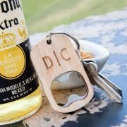 Engraved Wooden Stainless Steel Bottle Opener Keyring