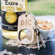 Engraved Wooden Stainless Steel Bottle Opener Keyring
