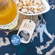 Engraved Wooden Stainless Steel Bottle Opener Keyring