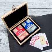 Engraved Wooden Gift Boxed Playing Card Box