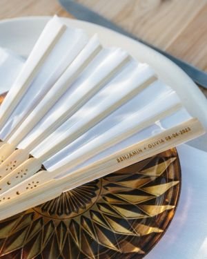 Engraved Wooden Wedding Fan