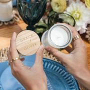 Engraved Wooden Lid Palm Wax Wedding Candle