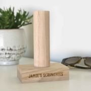 Engraved Tasmanian Oak Wooden Scrunchie Stand