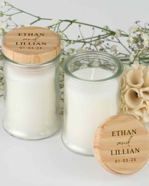 Jasmine Palm Wax Candle with Wooden Lid Favour