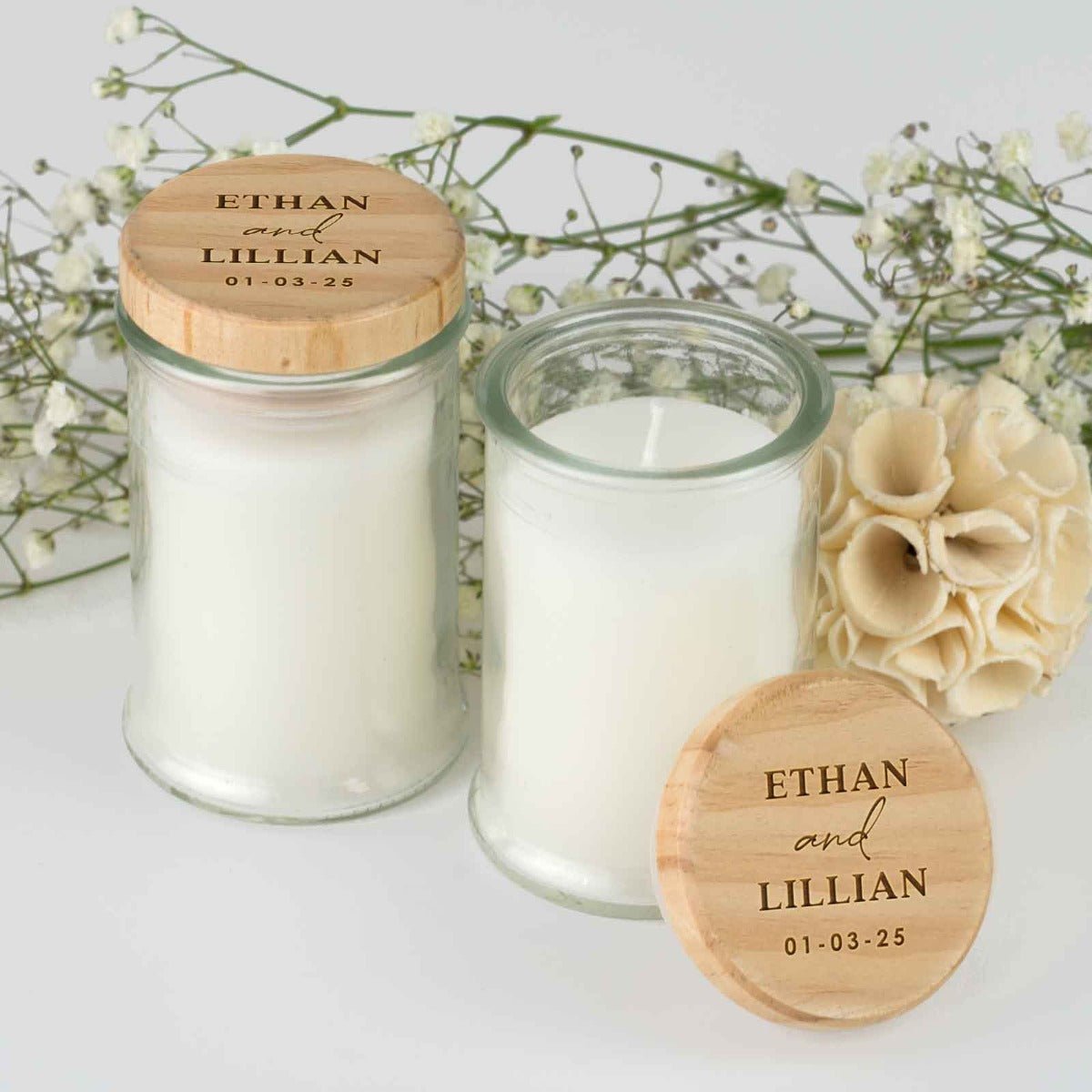 Jasmine Palm Wax Candle with Wooden Lid Favour