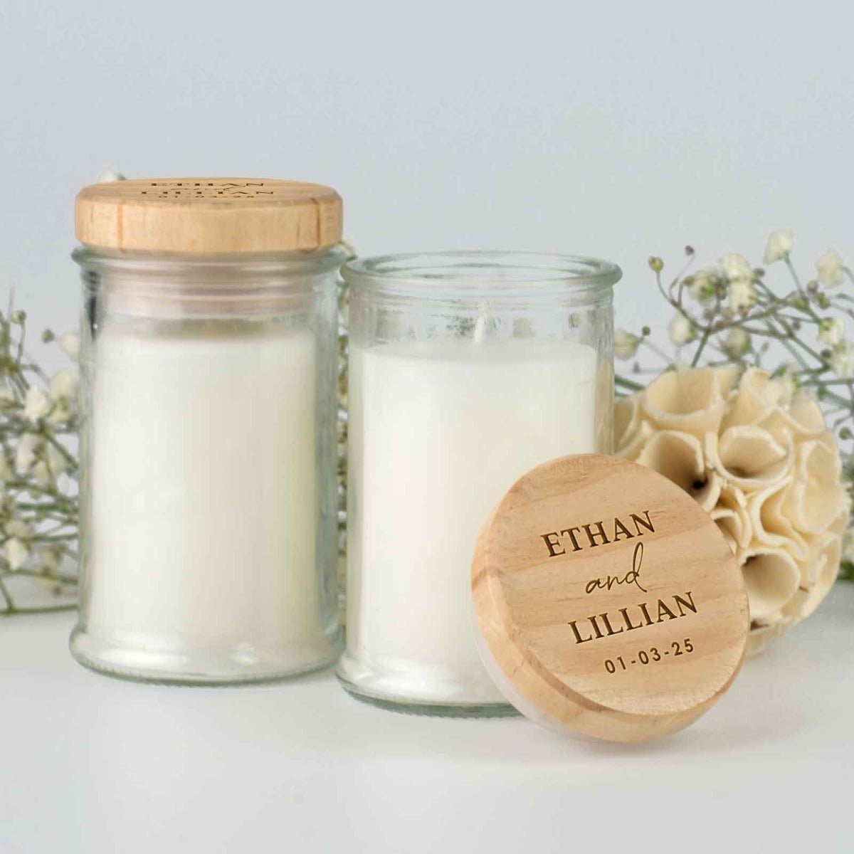 Jasmine Palm Wax Candle with Wooden Lid Favour
