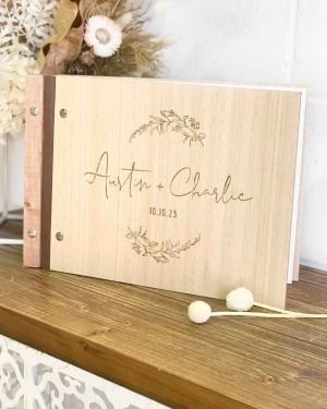 Engraved Wooden Wedding Guest Book