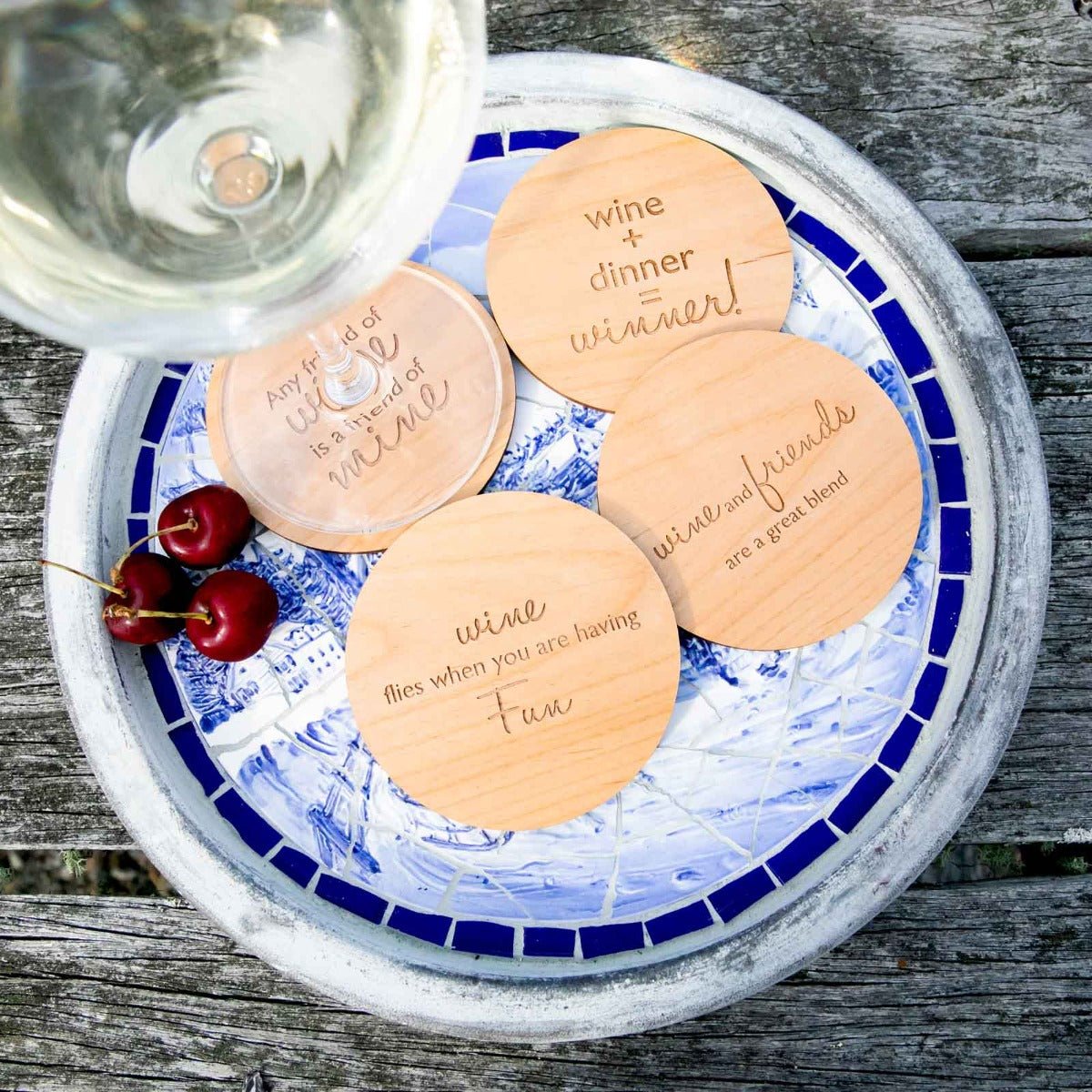 Engraved Birthday 4 Piece Wooden Coaster Set Gift Boxed