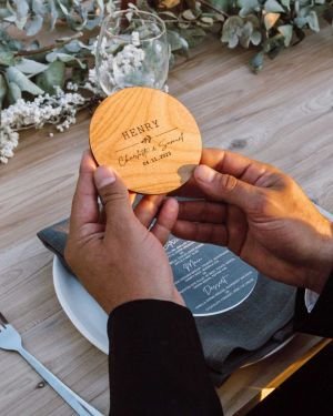 Engraved Wedding Wooden Coasters