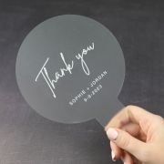 Laser Cut and Engraved Frosted Acrylic Wedding Fan