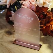Rounded Acrylic Wedding Drink Menu with Stand