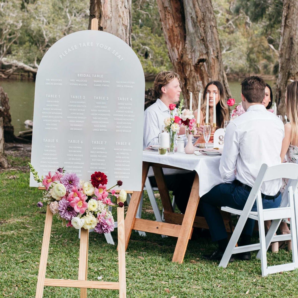 Printed A1 Size Frosted Acrylic Arch Wedding Seating Chart