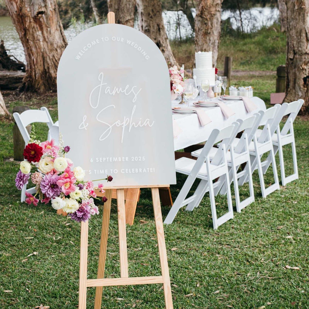 Printed A1 Size Frosted Acrylic Arch Wedding Welcome Sign