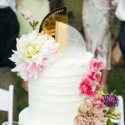 Engraved Frosted Mirror Gold Semi Arch Wedding Cake Toppers