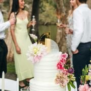 Engraved Frosted Mirror Gold Semi Arch Wedding Cake Toppers