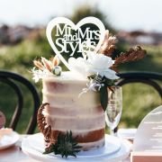 Personalised Mr & Mrs Heart Acrylic Cake Topper