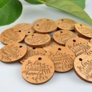 Value Pack: 50 x To Love. Laughter & Happily Ever After Engraved Wooden Round Wedding Gift Tags