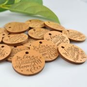 Value Pack: 50 x To Love. Laughter & Happily Ever After Engraved Wooden Round Wedding Gift Tags
