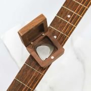 Silver Guitar Picks with Engraved Wooden Keepsake Box