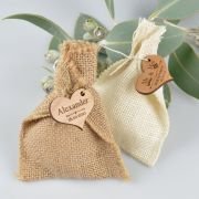 Hessian Bag with Wooden Gift Tag
