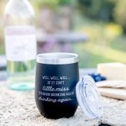 I’m Never Drinking Again Engraved Matte Black 350ml Wine Sipper Silver Rim