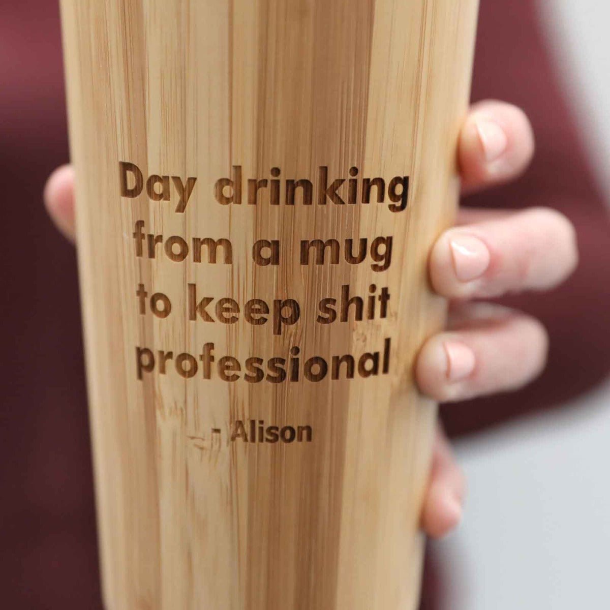 Day Drinking Engraved Wooden Bamboo 400ml Travel Mug