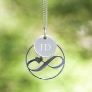 Heart Infinity Necklace with Engraved Initial Pendant